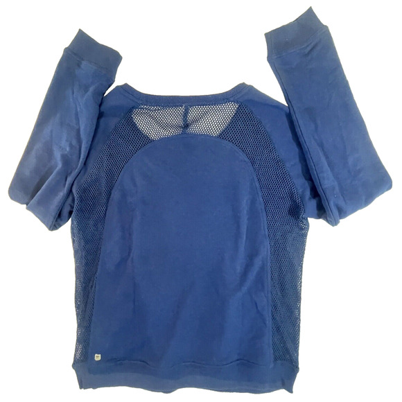 Fabletics Womens Sweatshirt XXL Bonita Pullover Blue Mesh Panels Kangaroo Pocket - Picture 2 of 13